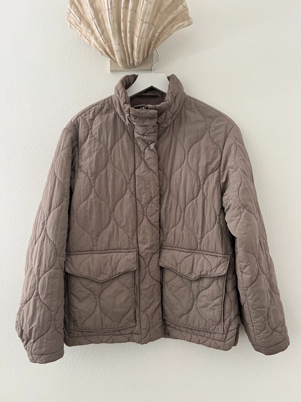 & Other Stories Sage Green/Taupe Quilted Jacket